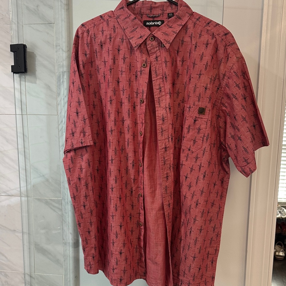 Solaris Red Patterned Casual Men's Shirt
